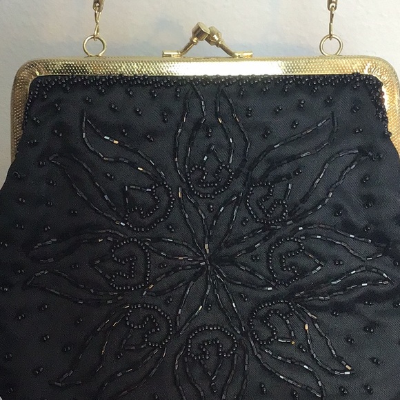 Black Beaded Crossbody Bag/Clutch/Purse - Picture 2 of 7